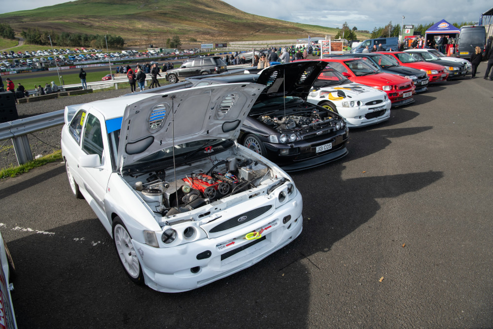 Display of Ford escort Cosworths at Knockhill