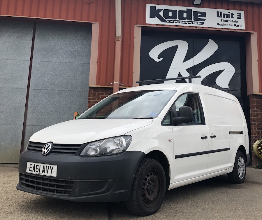 Caddy outside Kode bodyshop
