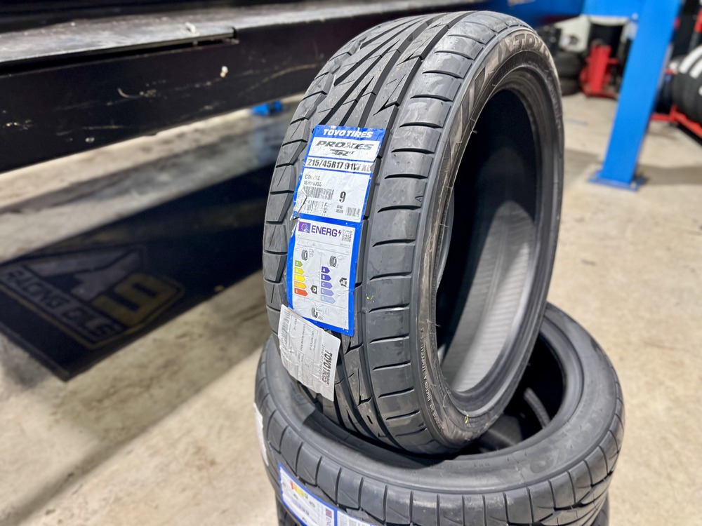 close up of tyre label on Toyo tyre