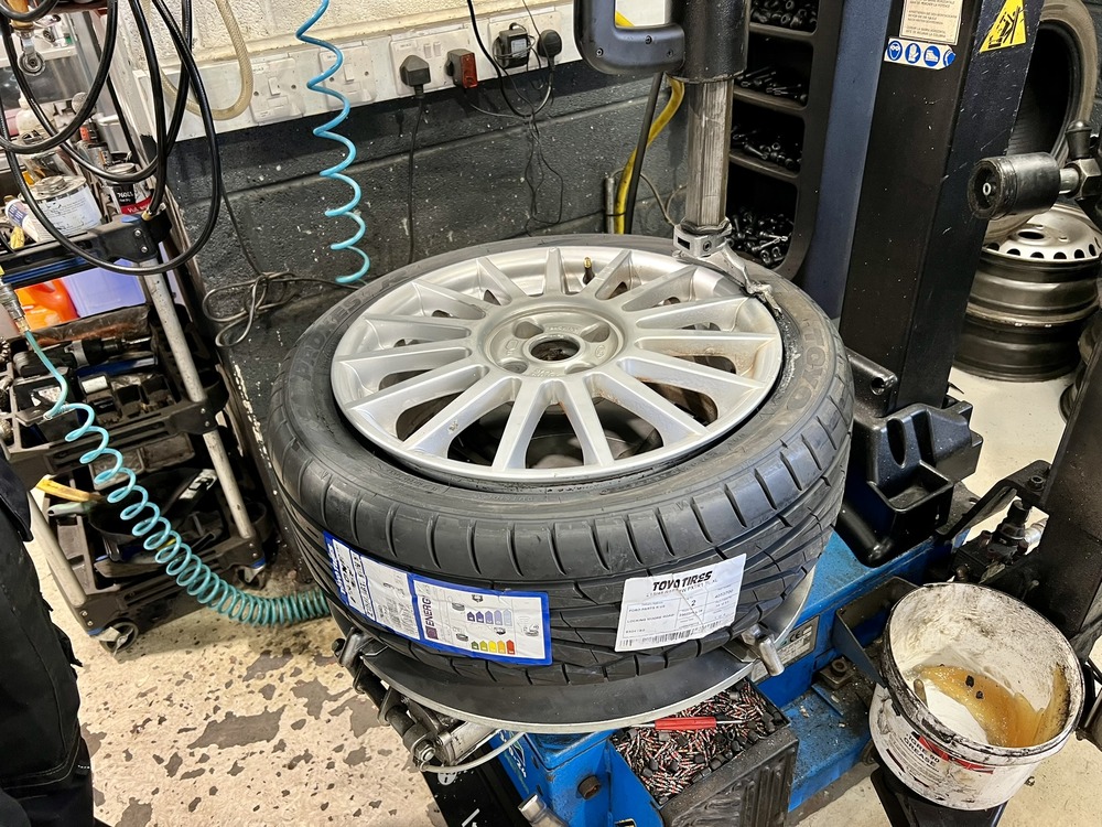 wheel having a new tyre fitted
