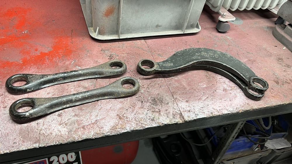 rear suspension components removed from the car