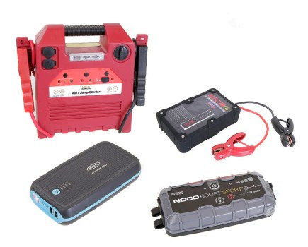A selection of car battery jump starters.