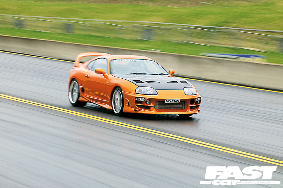 Leon Green Mk4 Toyota Supra JPS Motorsport on drag strip