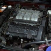 The Mitsubishi's engine before Pimp My Ride swap.