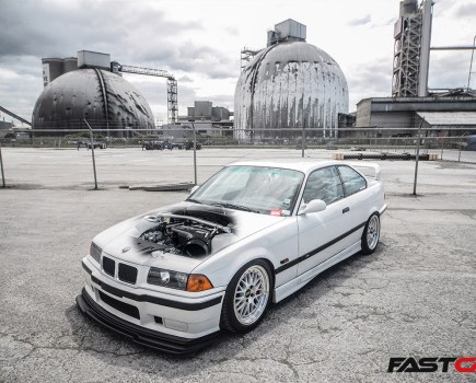 modified BMW E36 M3 engine exposed