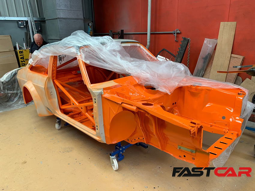 Modified Ford Escort Mexico being built - bare shell