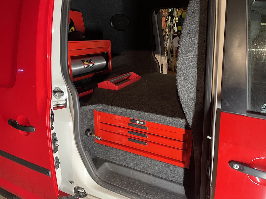 Project Caddy carepted false floor