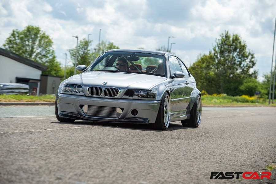 Supercharged E46 M3 front on driving shot