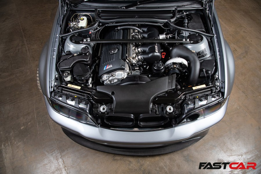 Supercharged E46 M3 aerial engine shot