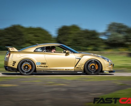 Drive by shot of Top Secret nissan GT-R